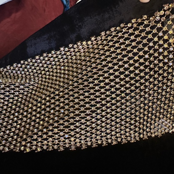 Santa Brands Crystal Velvet Strapless Slit Gown - Picture 7 of 8